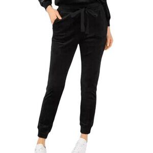 House of Harlow 1960 Black Velvet Velour Drawstring Jogger Sweatpants